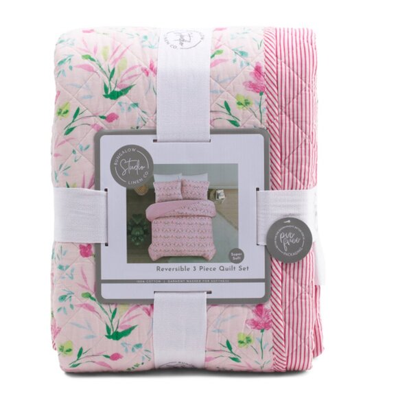 BUNGALOW STUDIO blush Floral Brocade Cotton Quilt Set - Picture 1 of 1